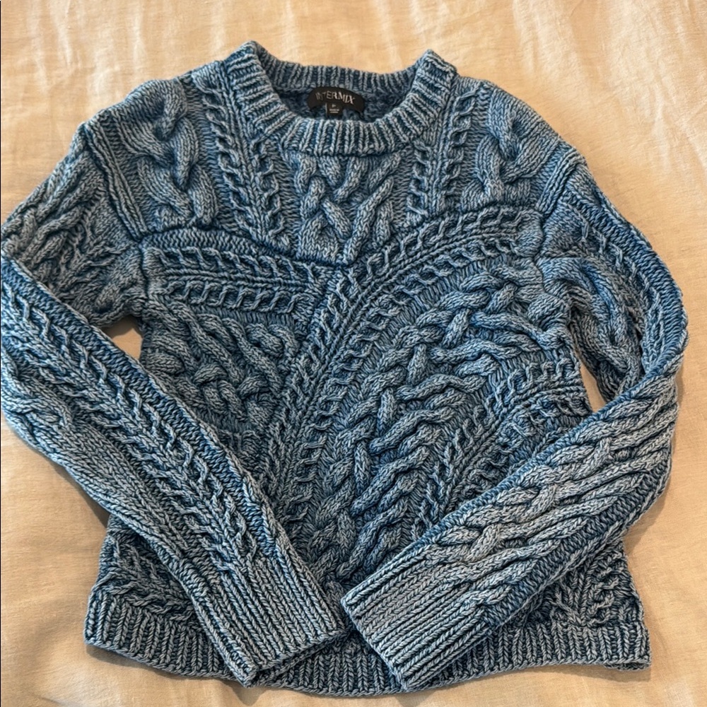 Intermix Blue denim cotton Cable Knit Sweater